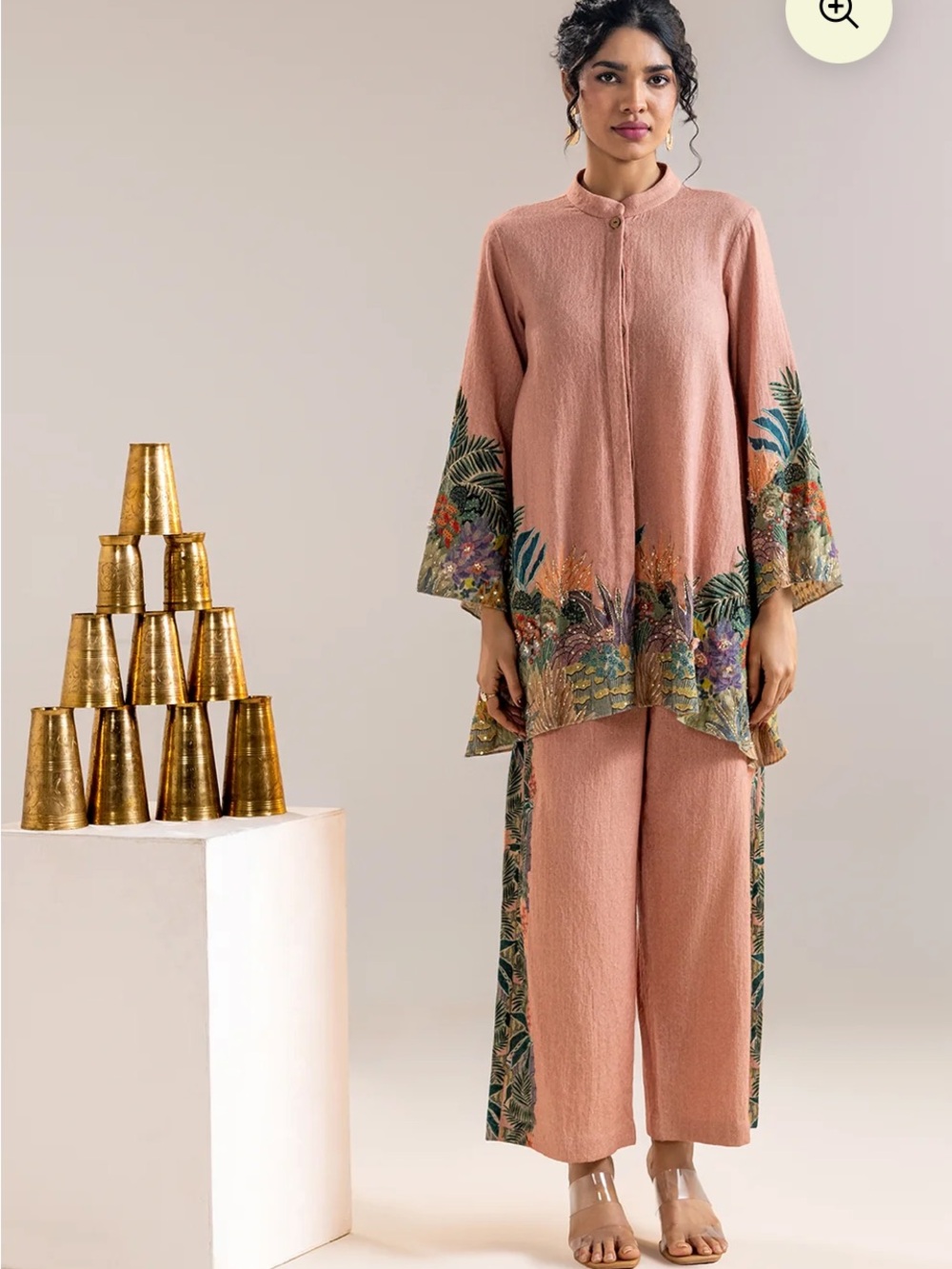 Pink embellished set (tunic and pant, relaxed fit), designer Soup by Sougat Paul